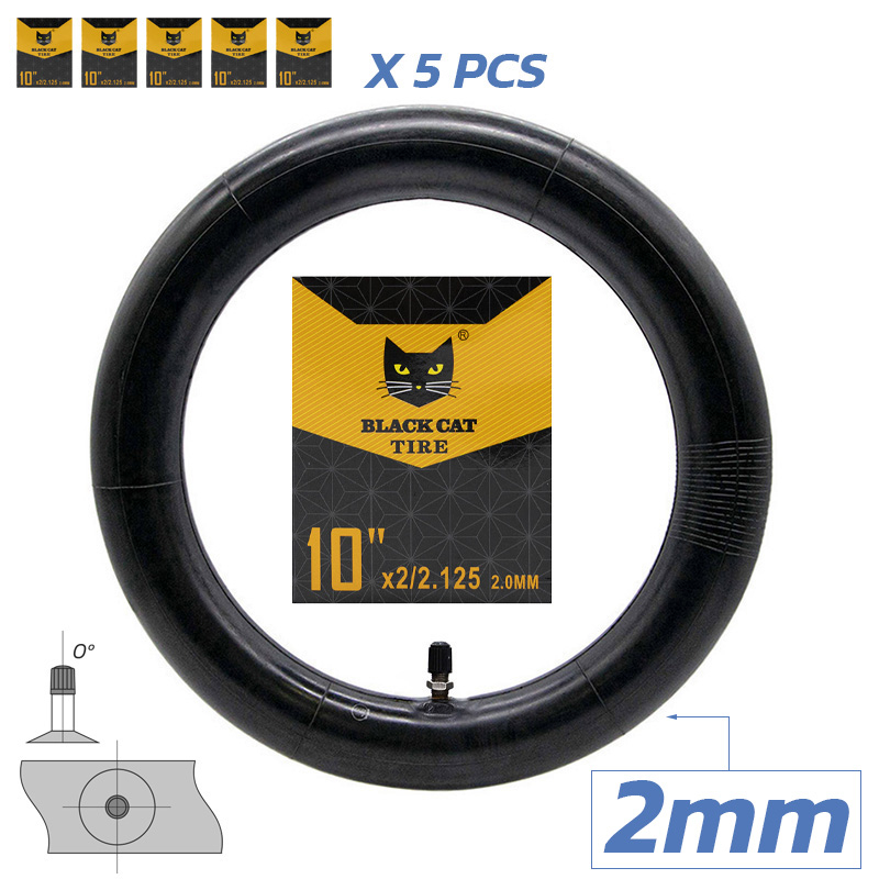 Chambre à air premium 2,0 mm épaisseur 10x2/2,125 Valve droite - 5 pièces [Black cat]