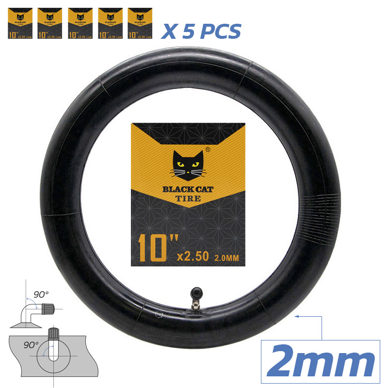 Chambre à air premium épaisseur 2.0mm 10x2,5 Valve 90x90º [Black Cat]