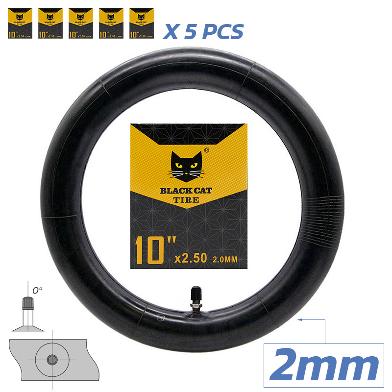 Chambre à air premium 2,0 mm épaisseur 10x2,5 Valve droite - 5pcs [Black cat]