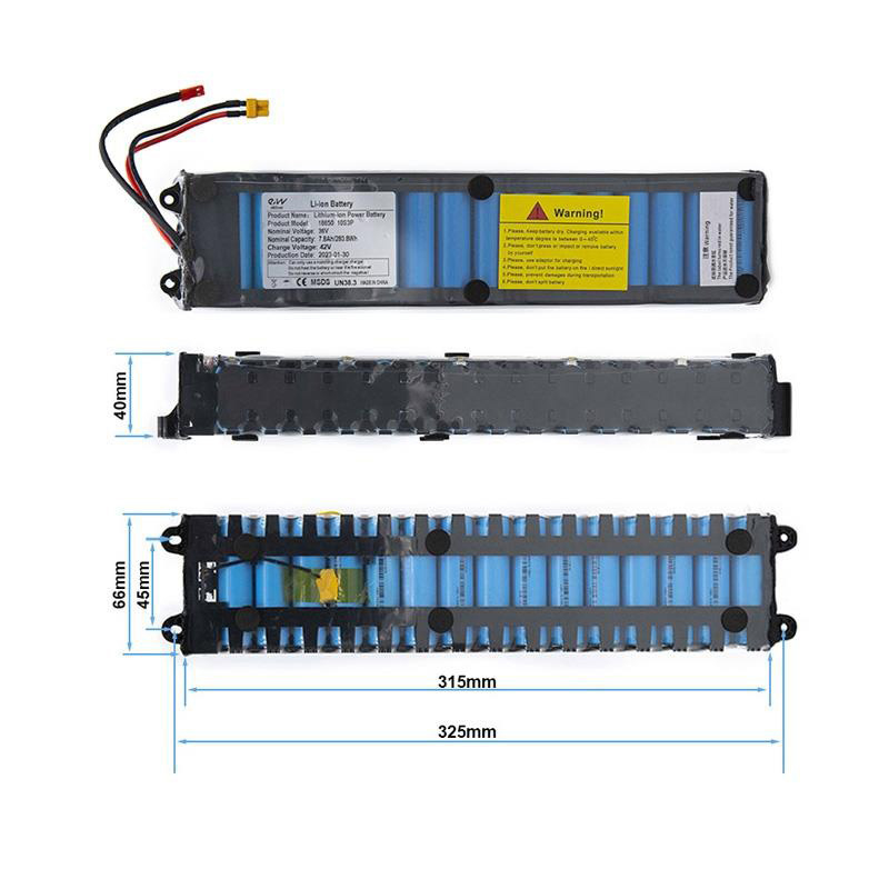 Batería 36v 7,8 A/h con conectores XT30 y JST [Ewheel]