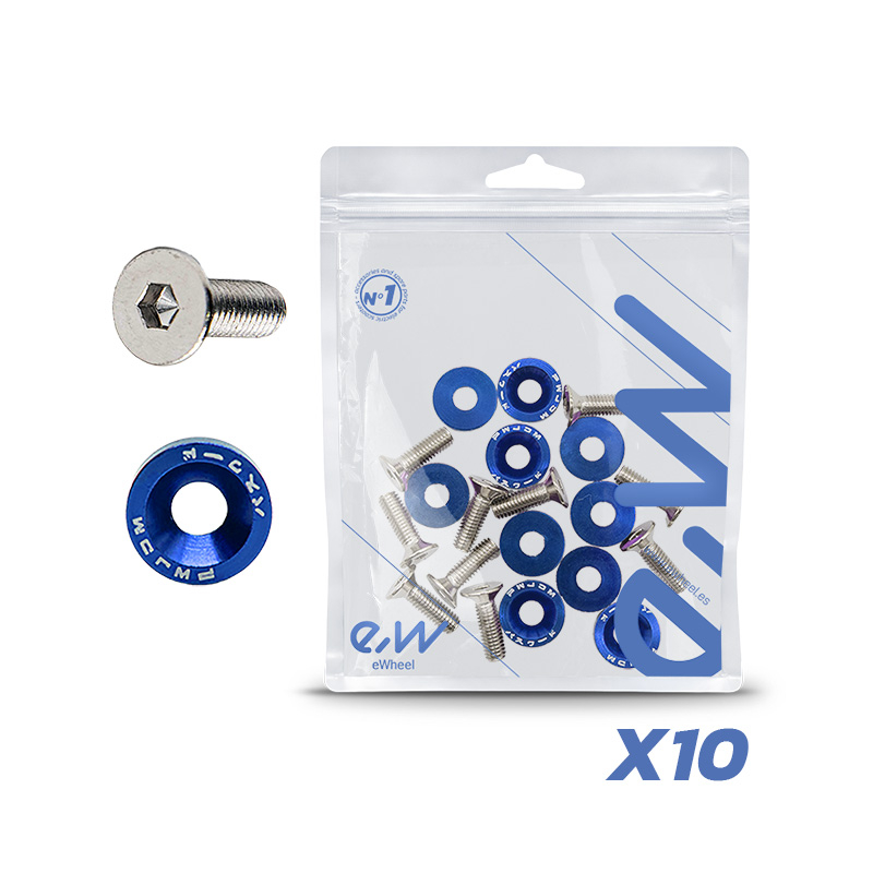 Rondelle JDM bleue avec vis M6x16 - 10 pcs.