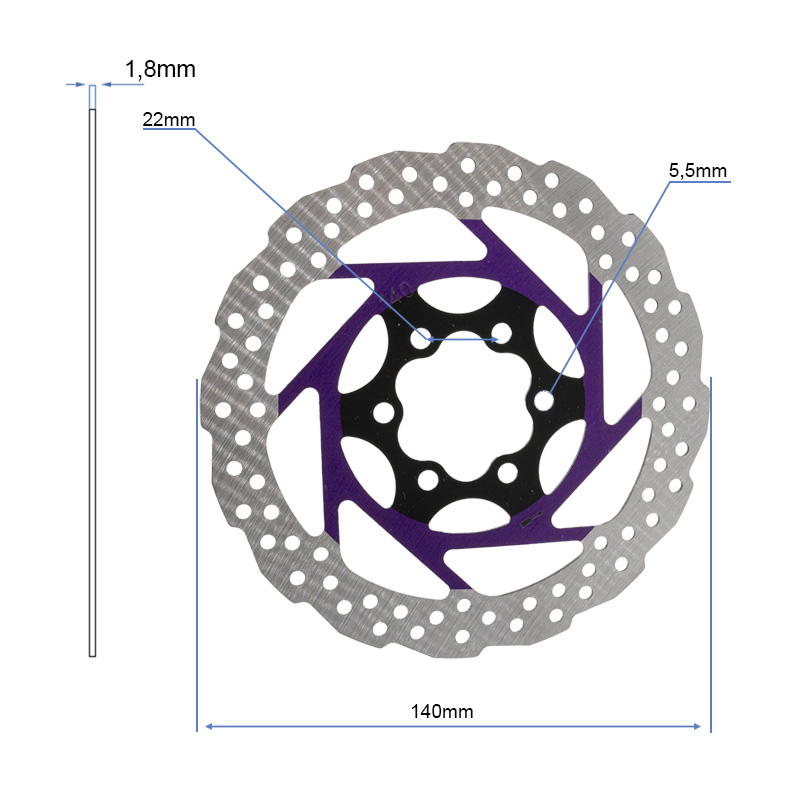 Disco de freno V2 6H 140mm Violeta - RuedaQrueda
