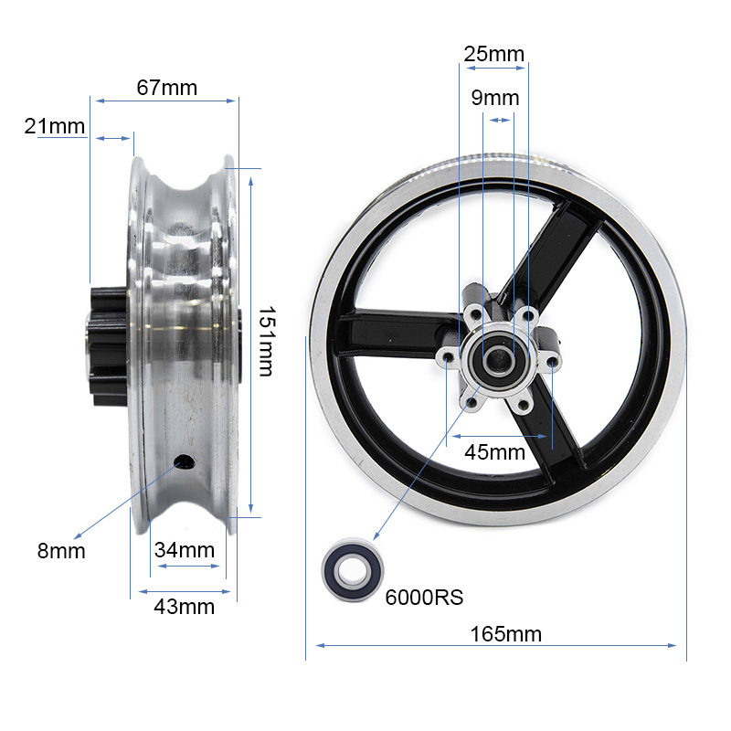Llanta de 6"  y bisel 34mm para Kugoo kirin M4