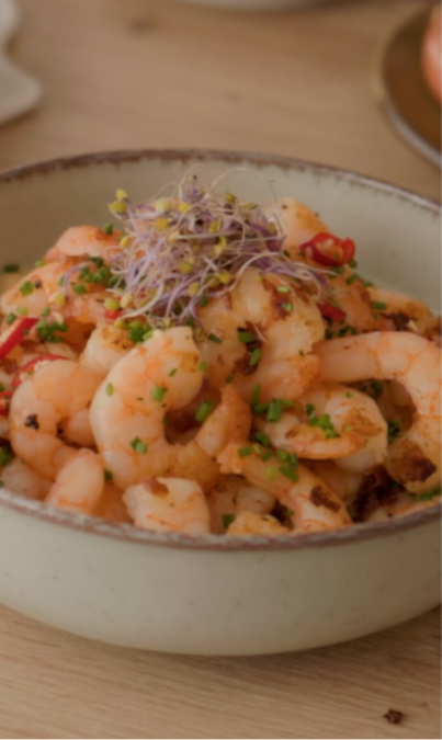 Gambas al grill con mantequilla y vainilla