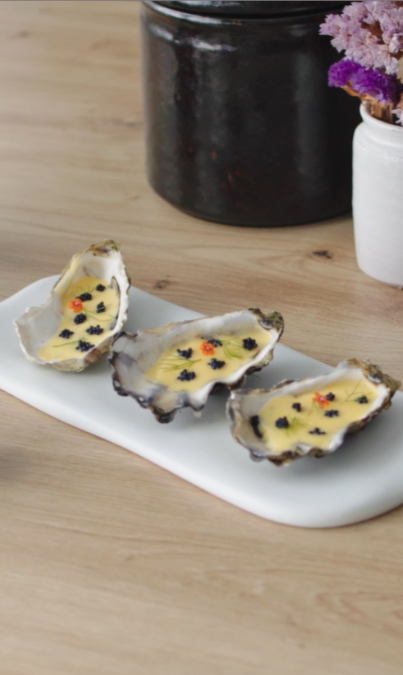 Ostras con salsa holandesa