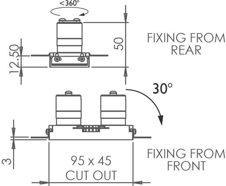Square Double Trimless 30 Downlight main image Square Double Trimless 30 Downlight technical image