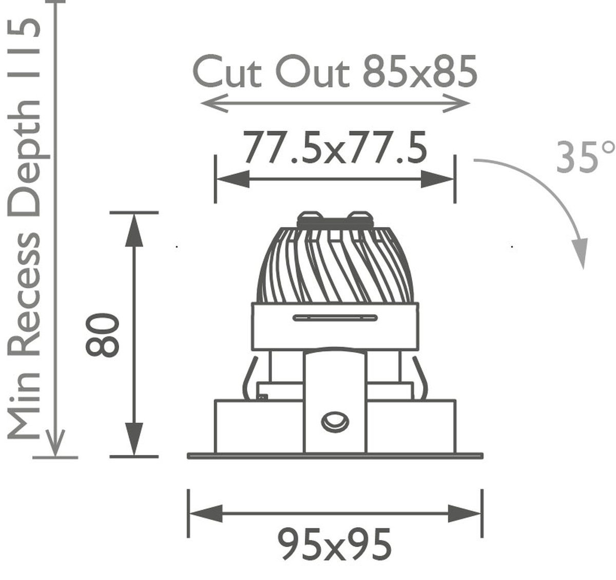 Square 50 Trim Downlight technical image Square 50 Trim Downlight technical image