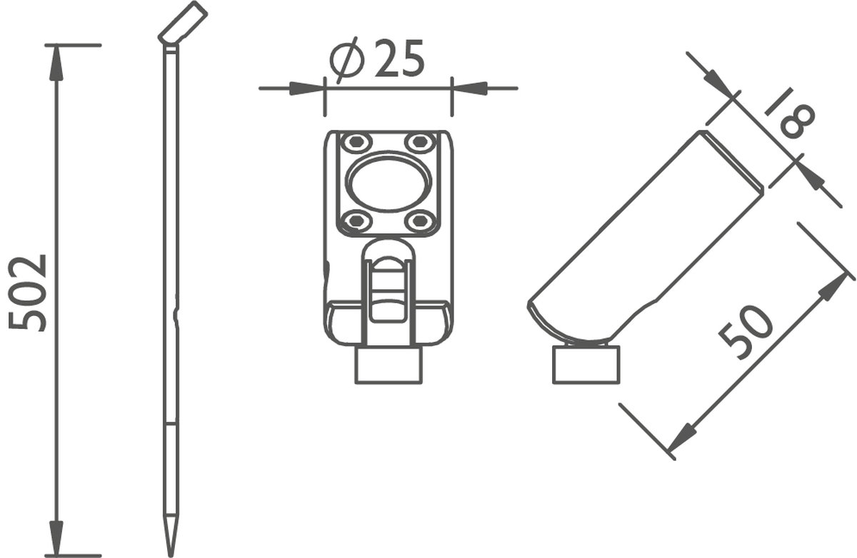 Hampton 25 Exterior Spike Floodlight technical image Hampton 25 Exterior Spike Floodlight technical image