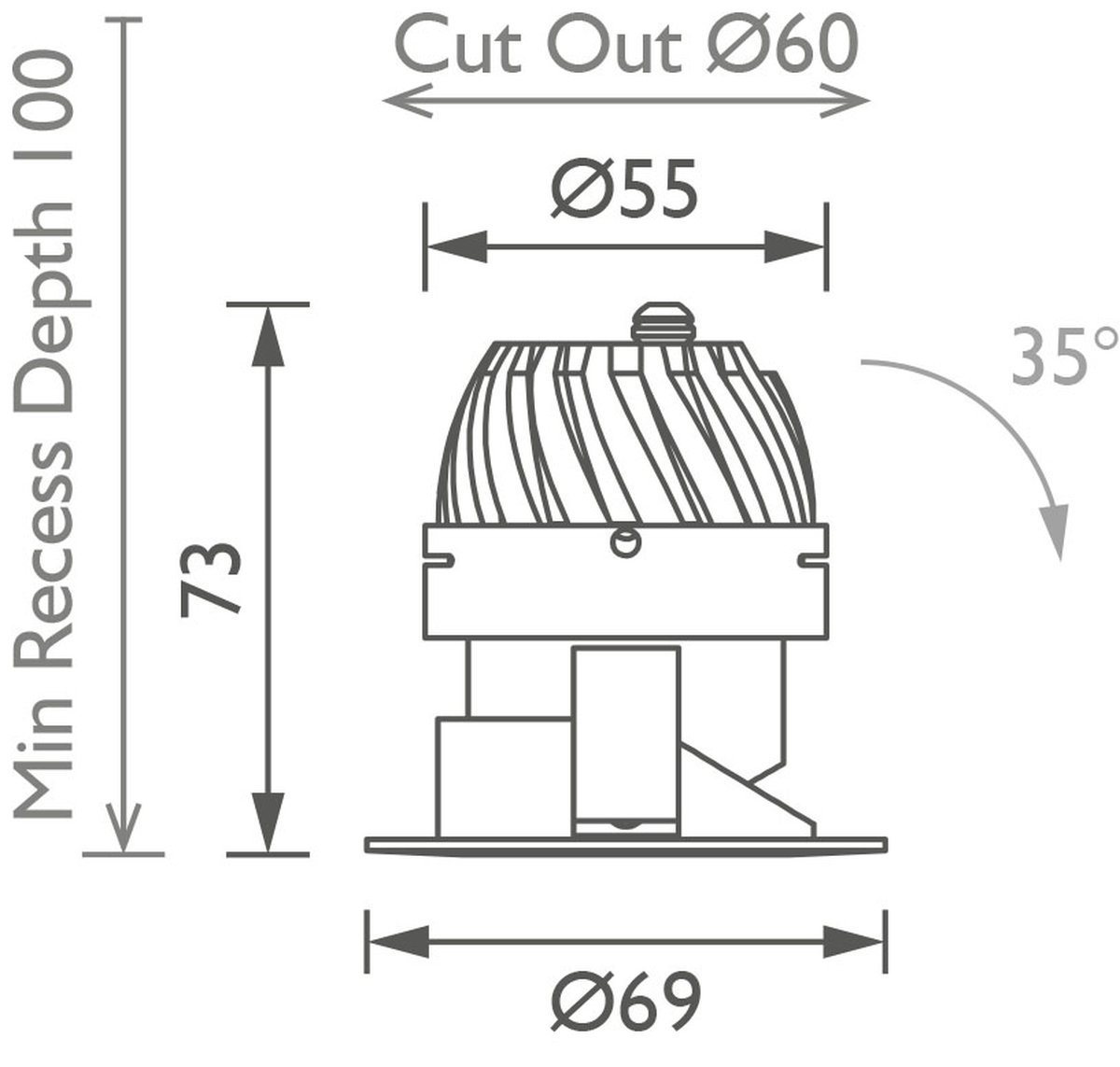 Flush 50 Downlight technical image Flush 50 Downlight technical image