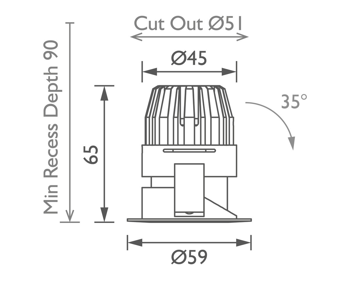 Polespring 40 Downlight technical image Polespring 40 Downlight technical image