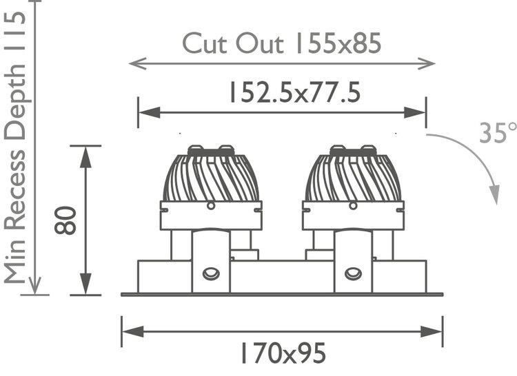 Square Double 50 Trim Downlight main image Square Double 50 Trim Downlight technical image