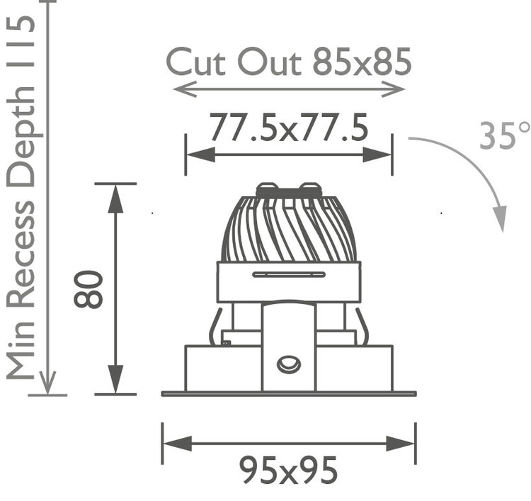 Square 50 Downlight main image Square 50 Downlight technical image