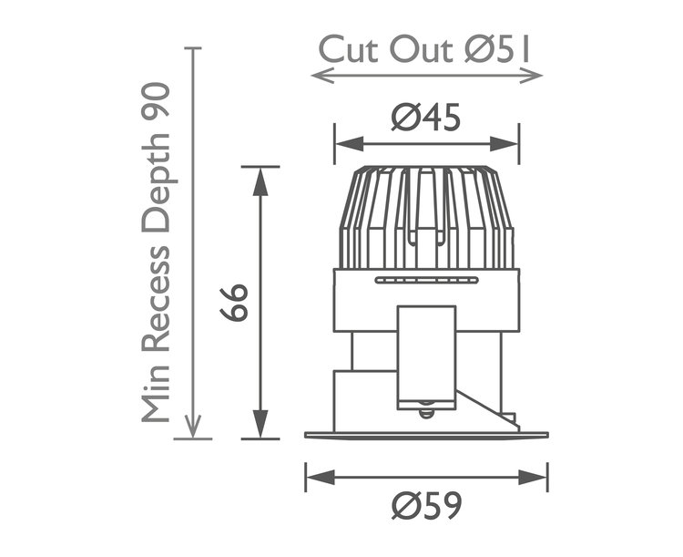 Waterspring 40 IP Rated Downlight main image Waterspring 40 IP Rated Downlight technical image