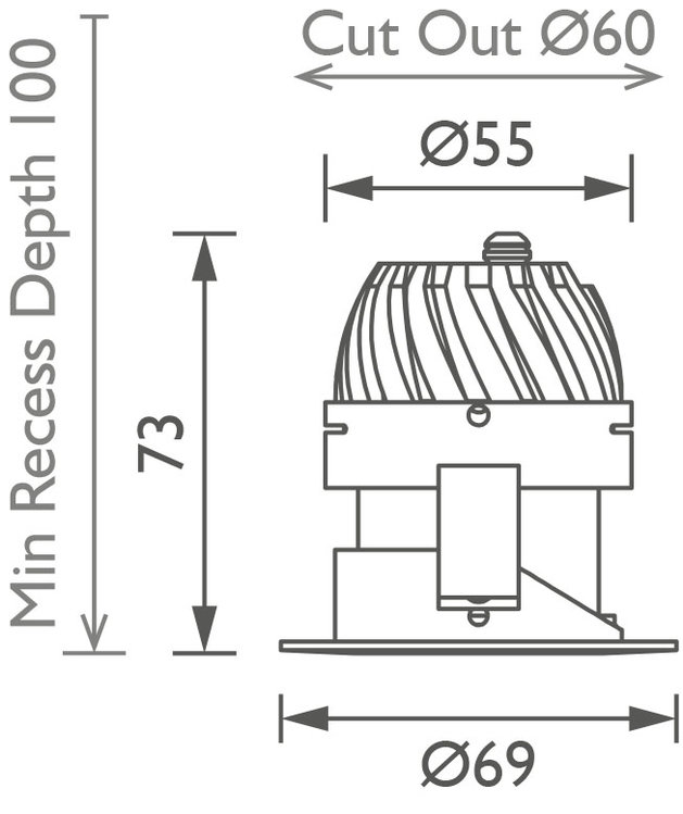 Waterspring 50 IP Rated Downlight main image Waterspring 50 IP Rated Downlight technical image