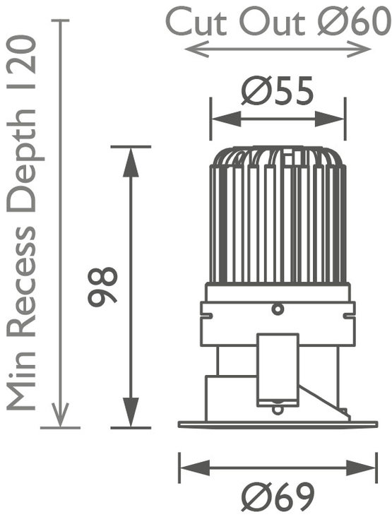 Waterspring 50+ IP Rated Downlight main image Waterspring 50+ IP Rated Downlight technical image