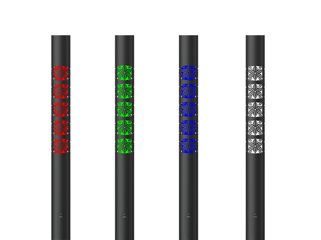 Graphic 1 - RGBW - 45W - 3.675 m - Cylindrical, straight aluminium lighting poles with illuminated decorative graphic for ARIZONA - DMX/DMXRDM