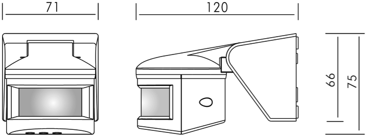 DETECTOR DE MOVIMIENTO DE PARED – DM BRA 000 - Dimensiones - Dinuy