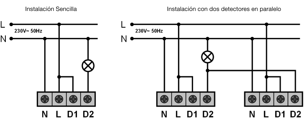 DETECTOR DE MOVIMIENTO DE PARED O TECHO 180º – DM BRA 000 - Esquema de instalación - Dinuy
