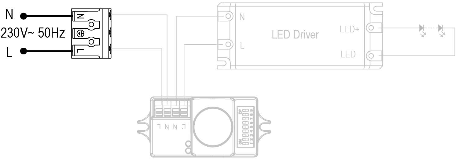 PLAFÓN LED 18W CON DETECTOR DE MOVIMIENTO HF – DM HF1 PL2 - Esquema de instalación - Dinuy
