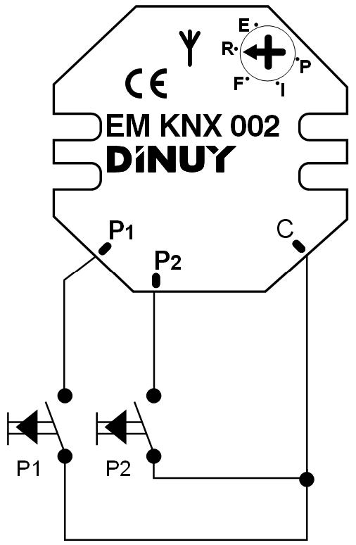 WIRELESS INTERFACE FOR PUSHBUTTON – EM KNX 002 - Installation scheme - Dinuy