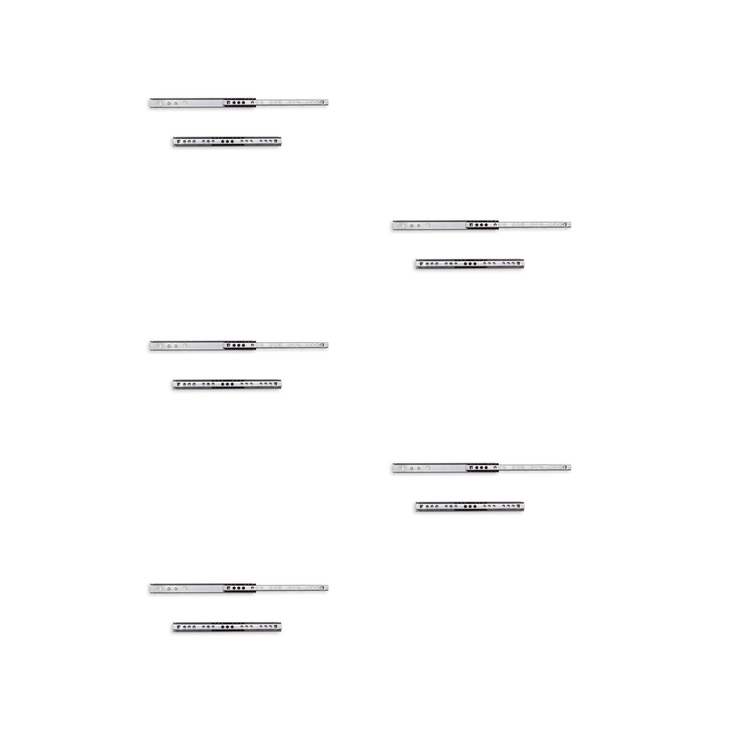 5er Satz Kugelführungen, Höhe 17mm, Tiefe 182mm, TeilVollauszug, Verzinkt-Primary