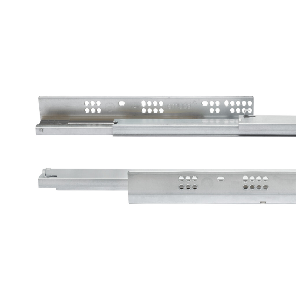 Set di guide per cassetti a scomparsa Silver, estrazione totale, chiusura soft, profondità 250 mm, Acciaio, Zincato bianco-7