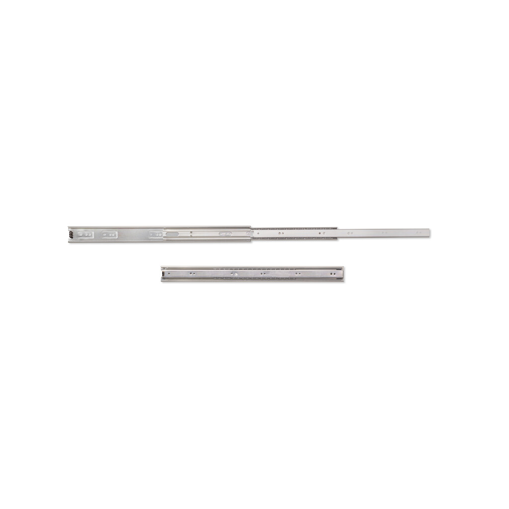 Pair of Full extension ball bearing slides for drawers for drawers, height 45mm, length 500mm, Steel, Zinc plated-Primary