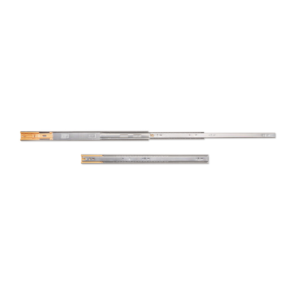 Satz kugelgelagerter Korpusschieneen für Schubladen mit Vollauszug, mit Schließautomatik, Höhe 45mm, Länge 600mm, Stahl, Verzinkt-Primary