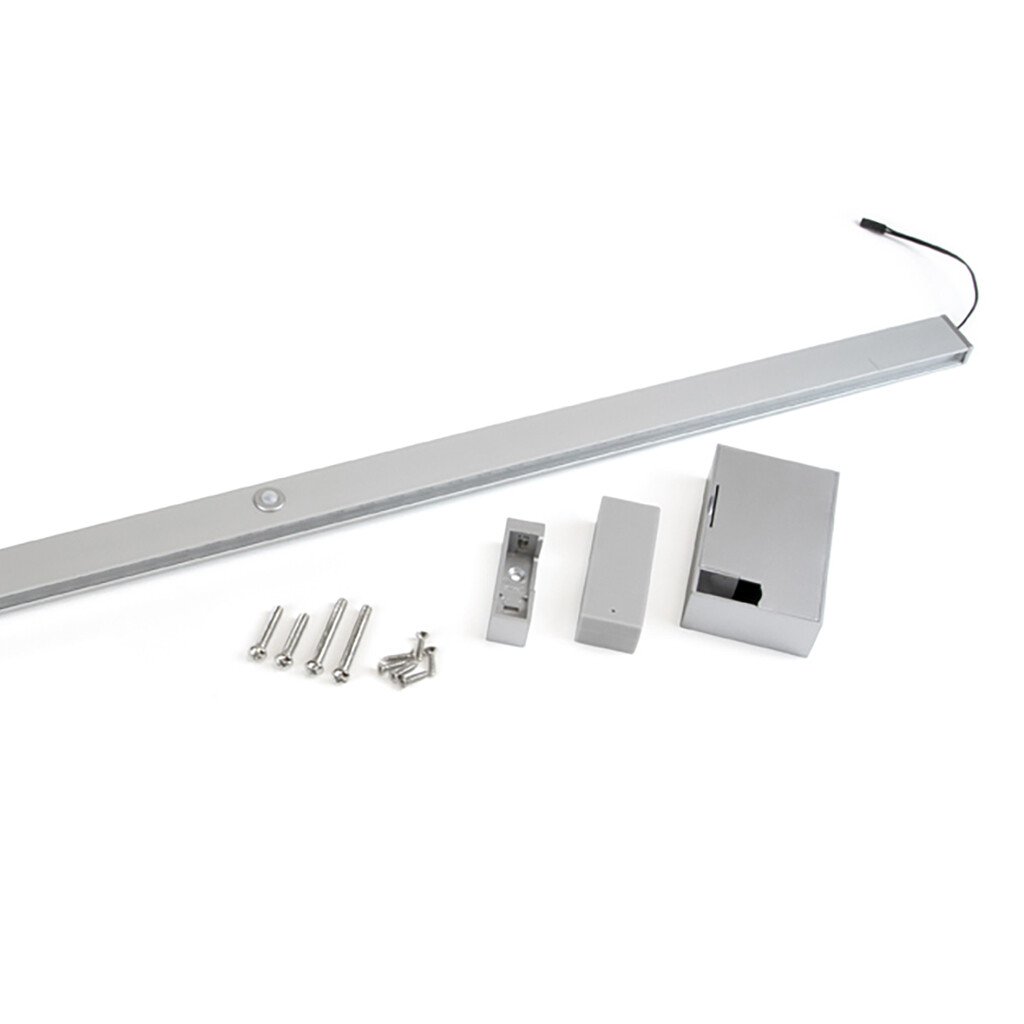 Garderobenstange mit LED-Licht Castor mit abnehmbarer Batterie und Bewegungssensor, L708mm, Kunststoff und Aluminium, Metallic grau-Primary