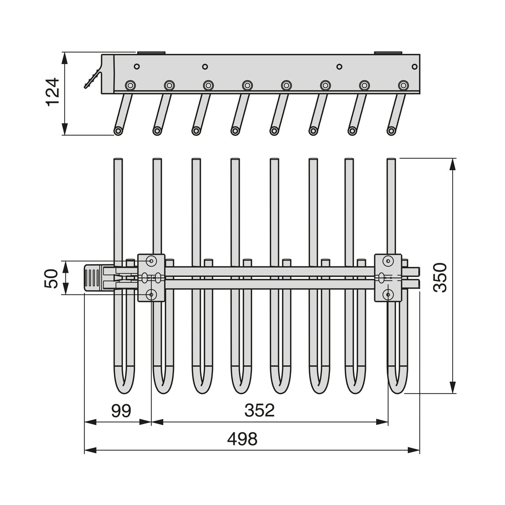 Porte-pantalons extractible, Droite, Peint en moka, Acier et Plastique.-1