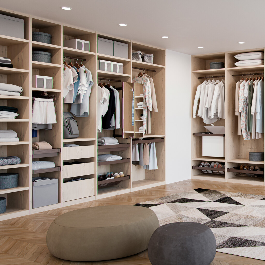 Porte-pantalons extractible, Droite, Peint en moka, Acier et Plastique.-5