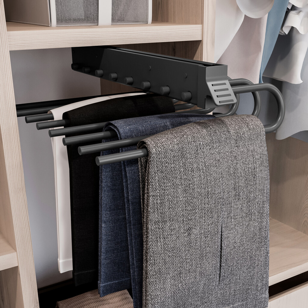 Pull-out trouser rack, Right, Silver painted, Steel and Plastic-4