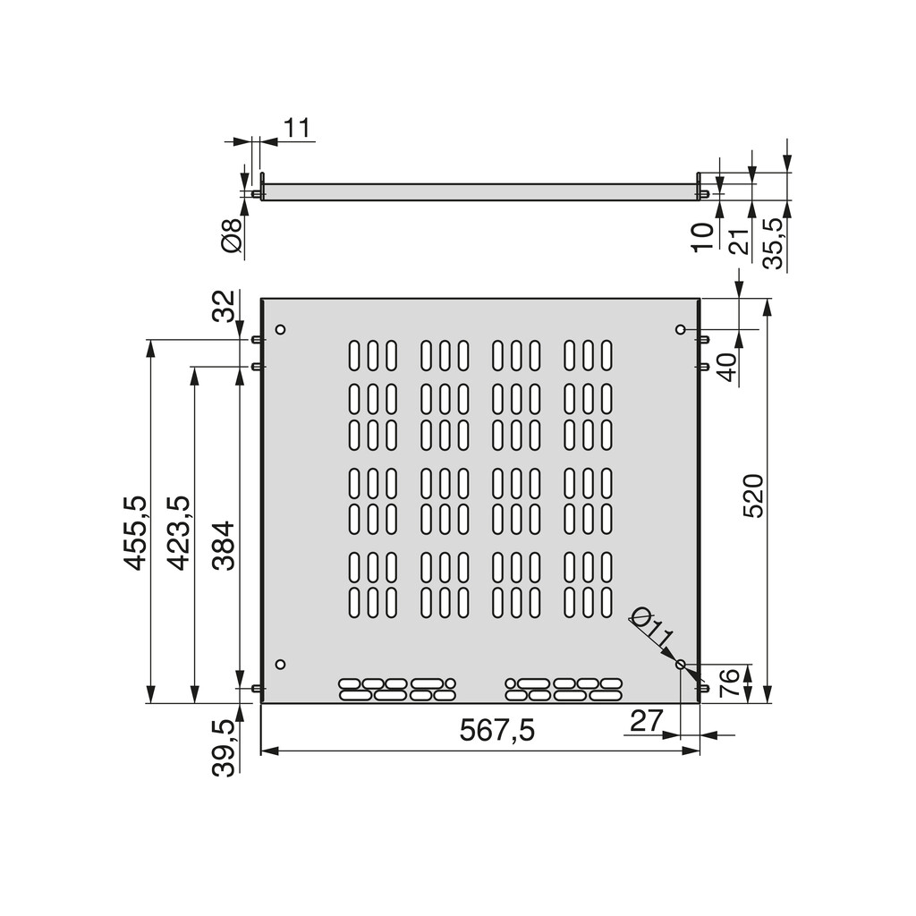 Base de ventilación para frigoríficos integrados Frigo, para espesor de tablero 16mm, Plástico, Negro-1