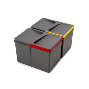 Kit de bacs de tri s&eacute;lectif pour tiroirs de cuisine Recycle hauteur 216mm, 2x12litres, Plastique gris anthracite photo du produit