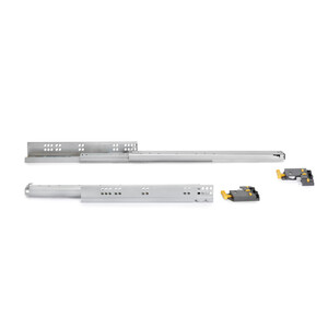 Set di guide per cassetti a scomparsa Silver, estrazione totale, con chiusura soft e aggancio, profondit&agrave; 440 mm, Acciaio, Zincato bianco foto del prodotto