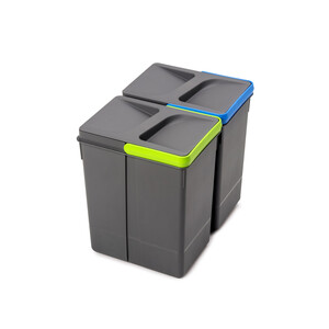 Kit of recycling bins for kitchen drawer Recycle height 266mm, 2x7litres, Anthracite grey Plastic product photo