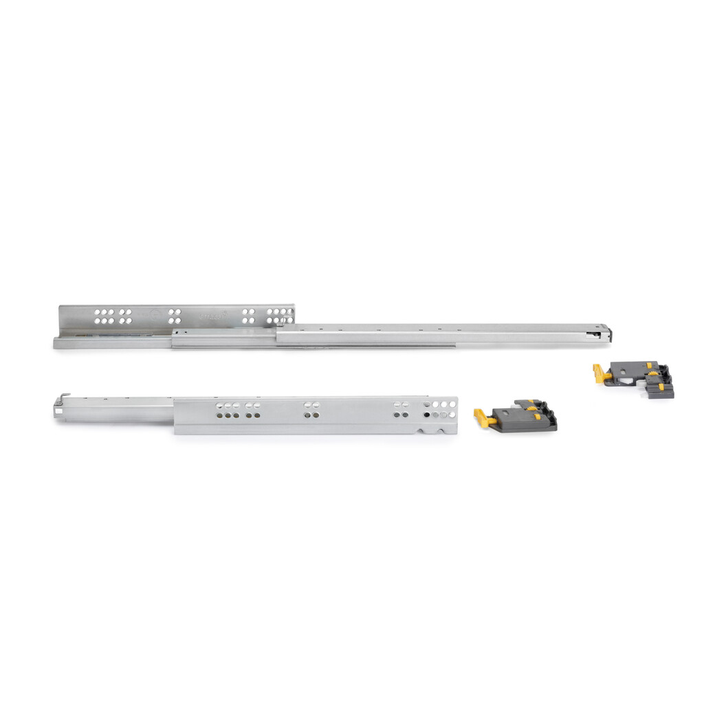Satz Unterflurführungen Silver, Vollauszug, mit Schließautomatik und Halterung, Tiefe 540mm, Stahl, Verzinkt-Primary