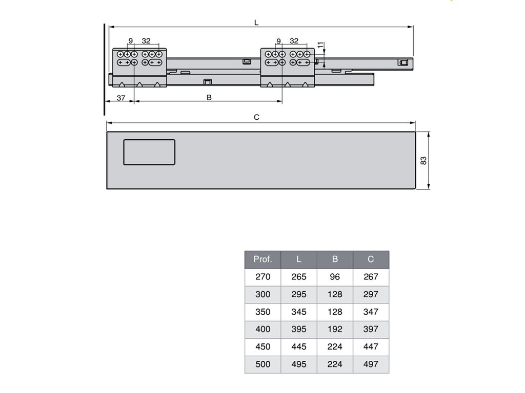 Kitchen Vantage-Q drawer kit, height 141 mm, depth 450 mm, with gallery rails, soft close, Steel, White-1