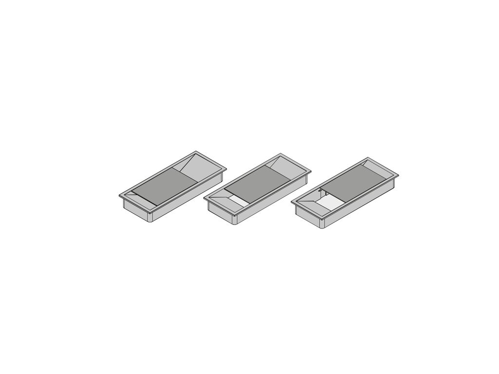 Lot of 5 Plaswire 152 table cable organisers, rectangular, 146x56mm, recessed, Plastic, White-3