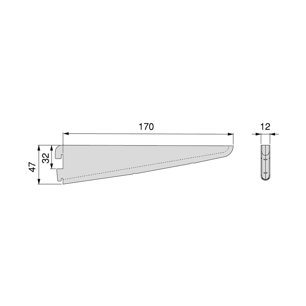Lot of 20 wood shelf supports Jagmet, 32mm pitch profile, length 170mm, Steel, White-1