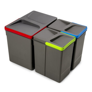 Lot Recycle Beh&auml;lter f&uuml;r K&uuml;chenschublade, H&ouml;he 266mm, 1x15l, 2x7l, Kunststoff anthrazitgrau Produktfoto
