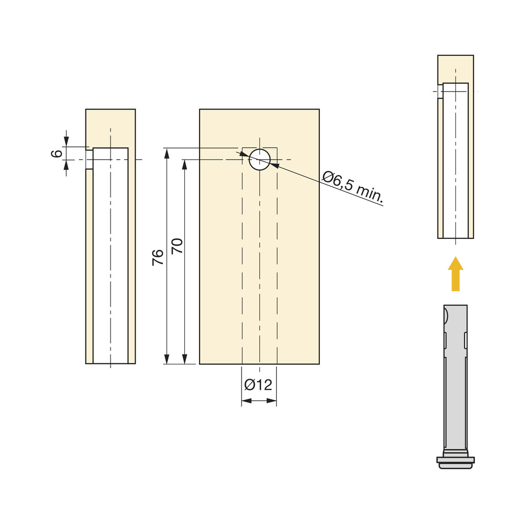 Ledown Meubelniveller, diameter 12mm, A 70mm, Staal en Plastic en Zamak, Verzinkt-2