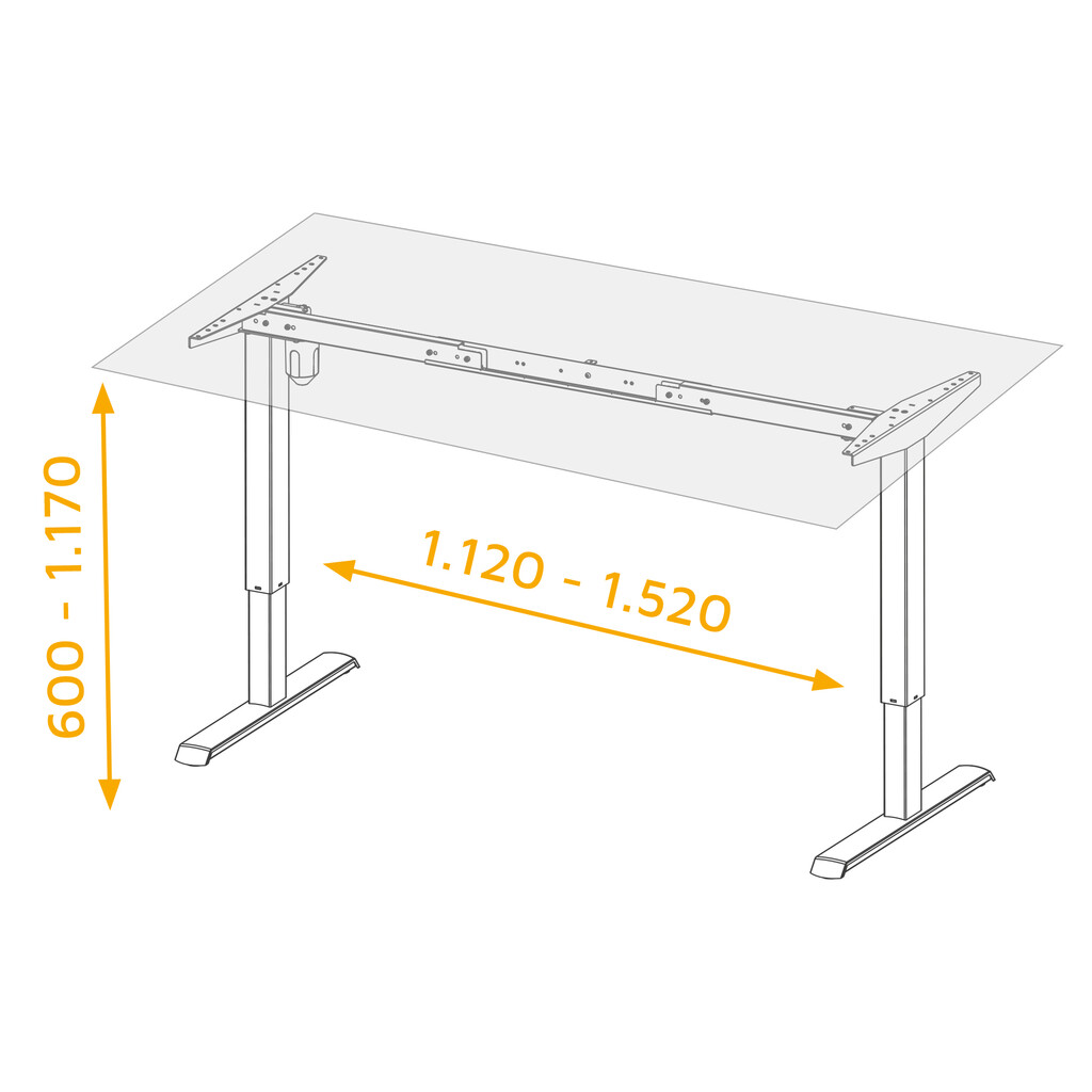 Lift Table motorised height-adjustable table, Steel, White painted-2