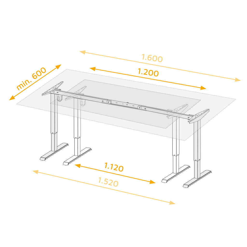 Lift Table motorised height-adjustable table, Steel, White painted-3