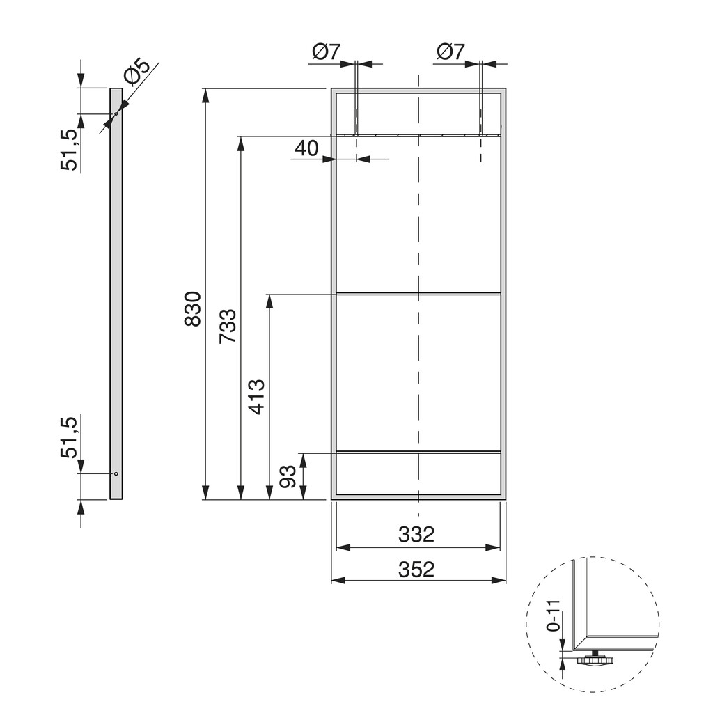 Pair of Lader Shelf Frames Pair, height 830mm, Steel, Black painted-1