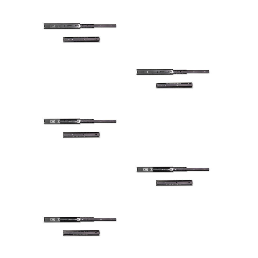 Lote de 5 juegos de guías para cajones, de bolas, altura 45mm, profundidad 300mm, extracción total, Negro-Primary