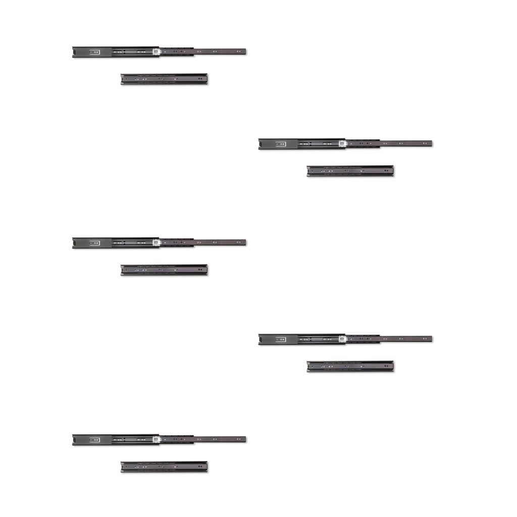 Lote de 5 juegos de guías para cajones, de bolas, altura 45mm, profundidad 350mm, extracción total, Negro-Primary