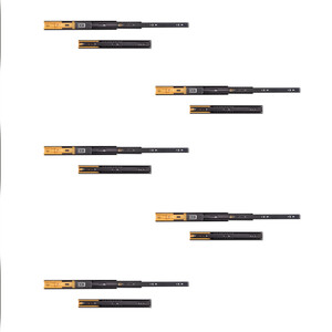 Lot de 5 jeux de Coulisses pour tiroirs, roulement &agrave; billes, hauteur 45mm, profondeur 350mm, sortie totale, fermeture amortie, Noir photo du produit