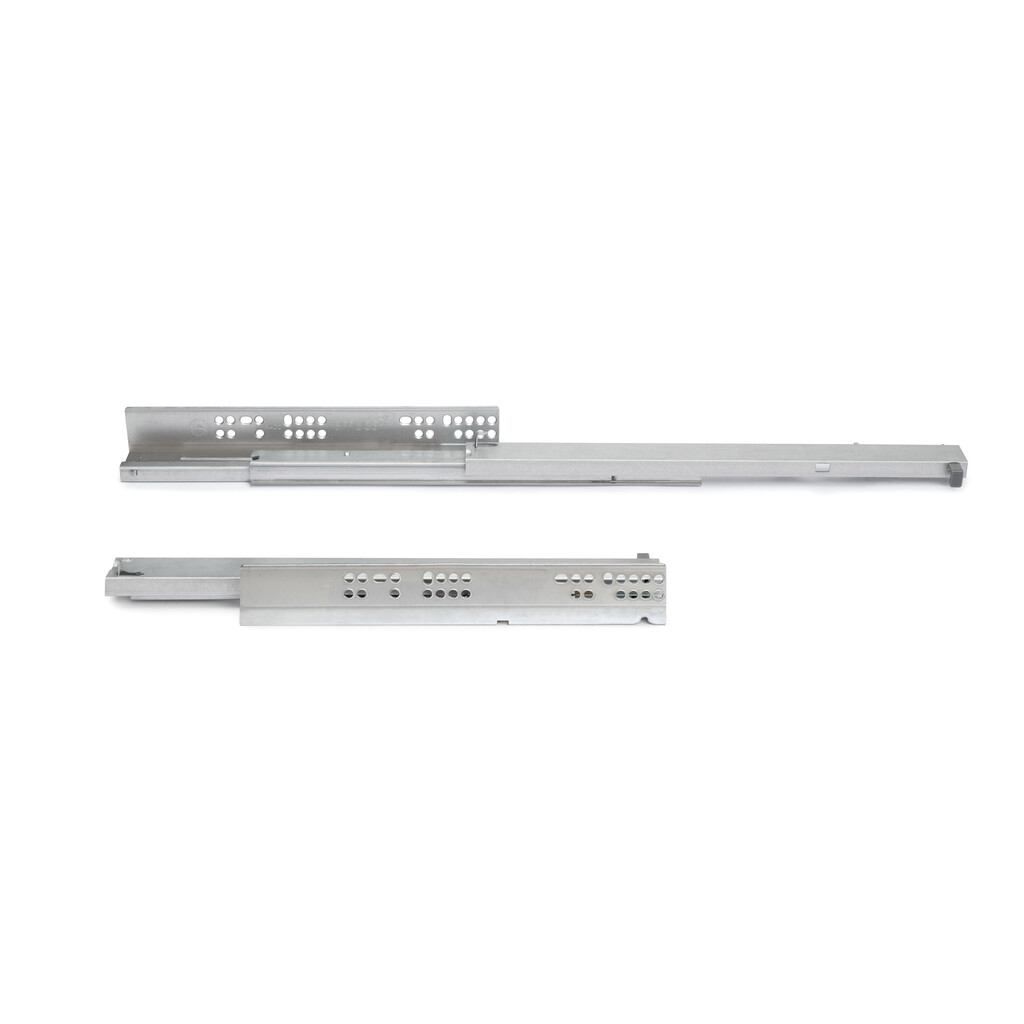 Pair of Concealed runners for drawers Silver, full extension, with soft closing (240-540), depth 240mm, Steel, Zinc plated-Primary