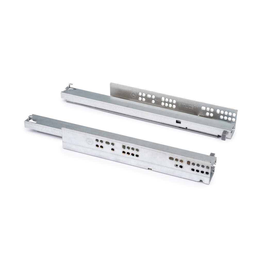 Set di guide a scomparsa Silver, estrazione totale, Chiusura soft (240-540), Profondità 490 mm, Acciaio, Zincato bianco-4